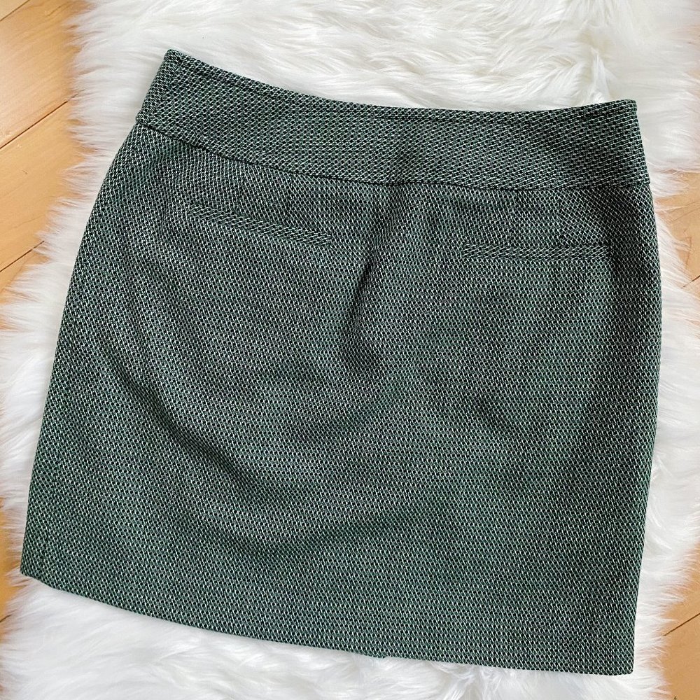 LOFT green button front tweed wool 70's mini skirt - Picture 3 of 8